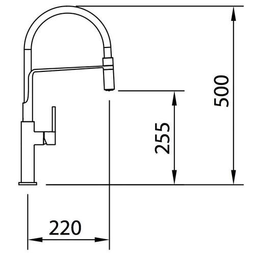 Chef Slim Keukenkraan Zwart afmeting