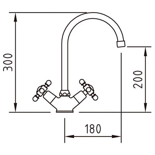 Antigona Keukenkraan Chroom afmeting