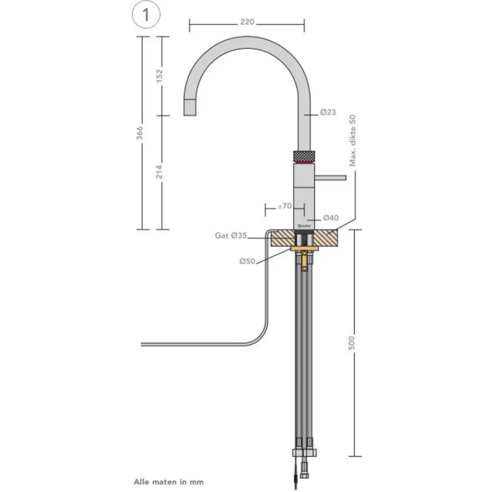 Quooker 22FRGLD – Fusion Round Goud met COMBI