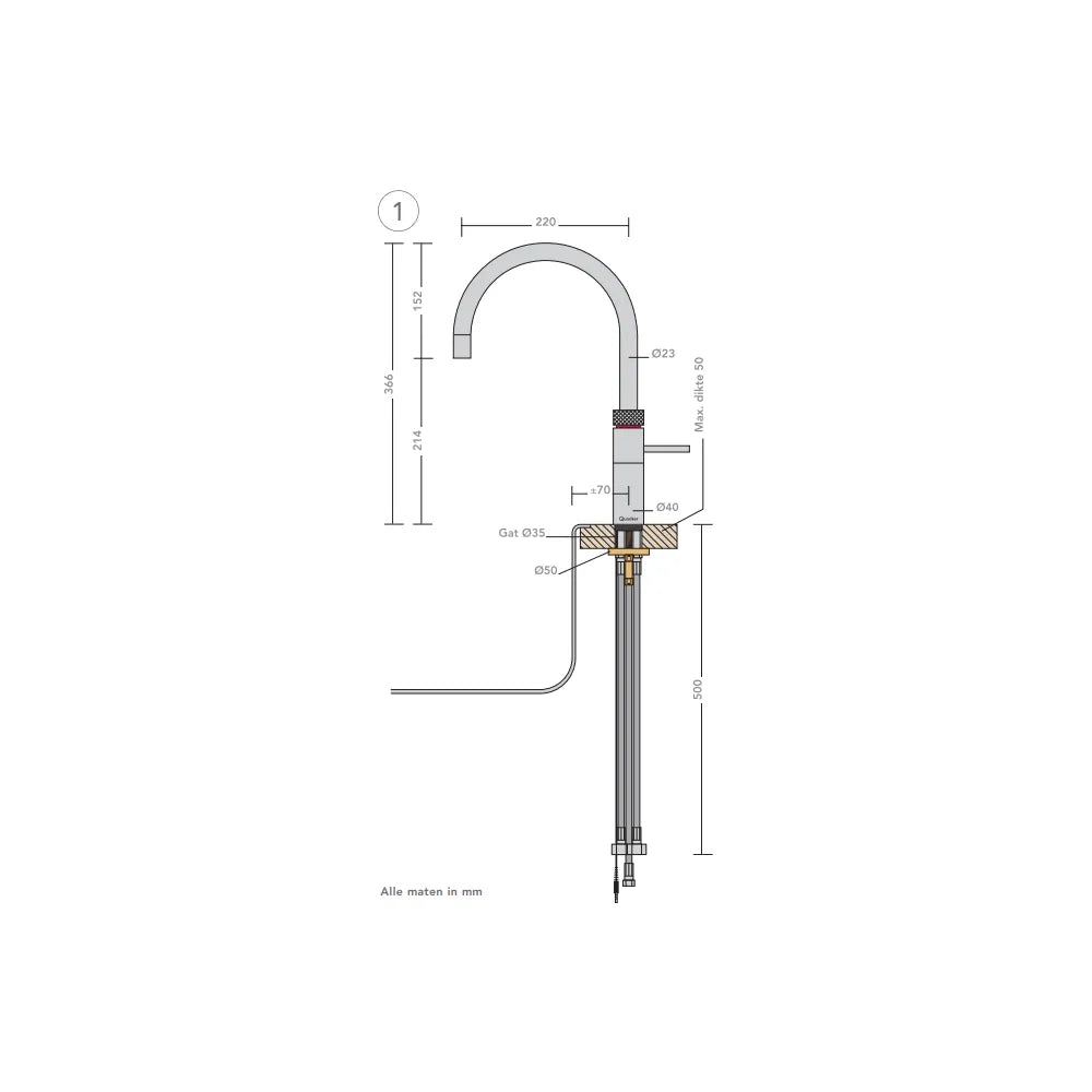 Quooker 22+FRPTN – Fusion Round Messing Patina met COMBI+