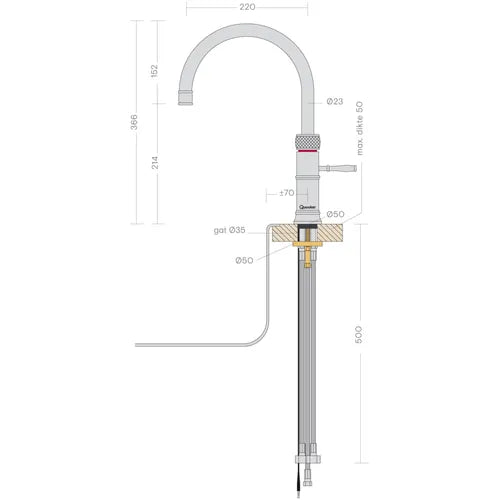 Quooker 22+CFRCHR – Classic Fusion Round Chroom met COMBI+
