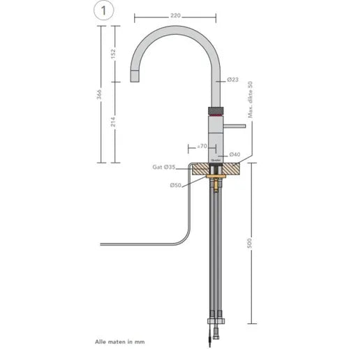 Quooker 22+FRCHRCUBE – COMBI+ & CUBE Fusion Round Chroom