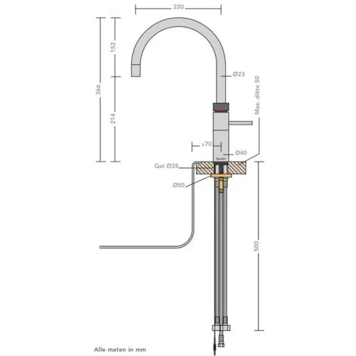 Quooker 22+FRCHR – Fusion Round Chroom met COMBI+
