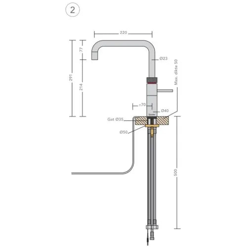 Quooker 22+FSRVSCUBE – Fusion Square RVS met COMBI+ & Cube