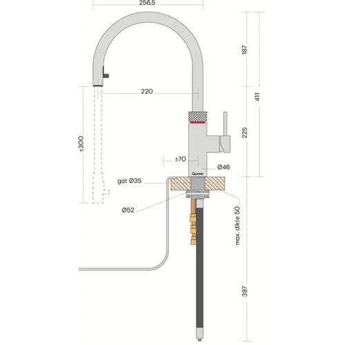 Quooker 3XRCO - Flex Rose Koper met PRO3
